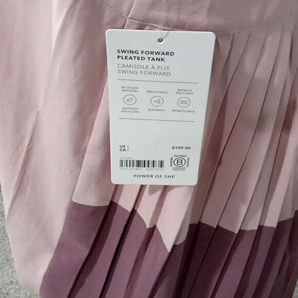 Athleta swing forward pleated tank plum & mauve color block. Size medium… - Picture 8 of 8